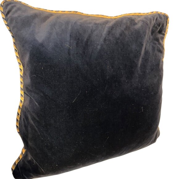 Custom Made Vintage Linen Cabbage Rose Bouquets Blue velvet 2 pillow covers 21" - Picture 2 of 5